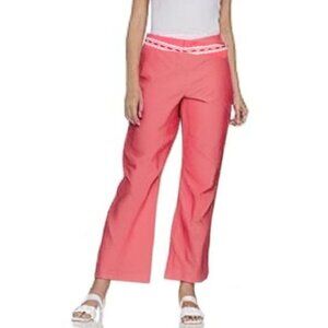 BEBE Women's Lace Detailed Waistband Crop Ankle Pants In Rhubarb Size 4